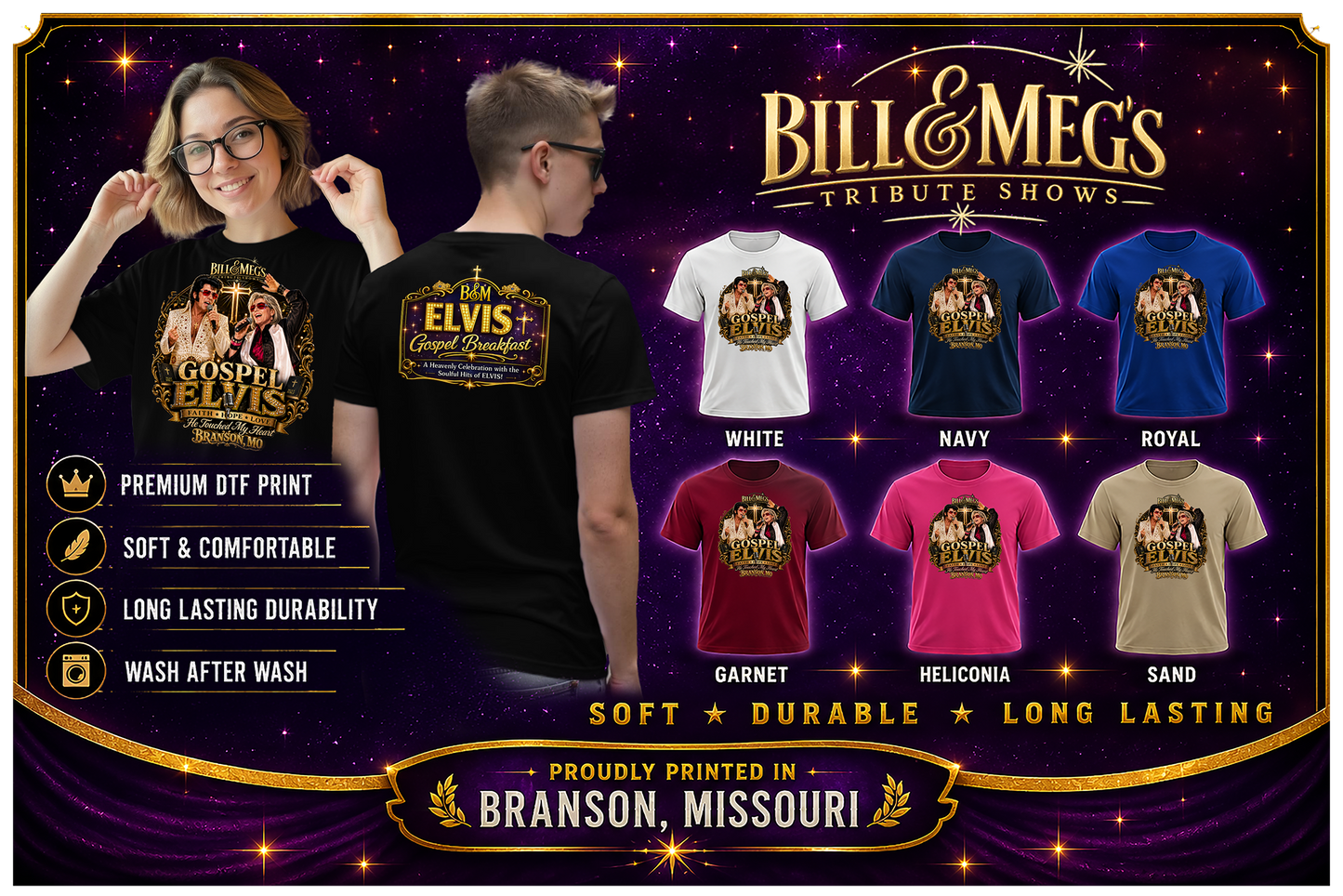 Bill & Meg's Tribute Shows – Elvis Gospel Breakfast Tribute T-Shirt