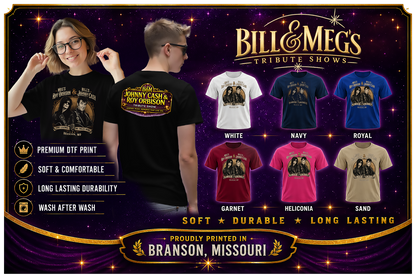Bill & Meg's Tribute Shows – Roy Orbison & Johnny Cash Tribute T-Shirt